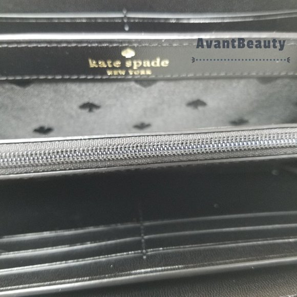 Kate Spade new York Large Continental Wallet Cat Meow Black White leopard - Picture 8 of 9